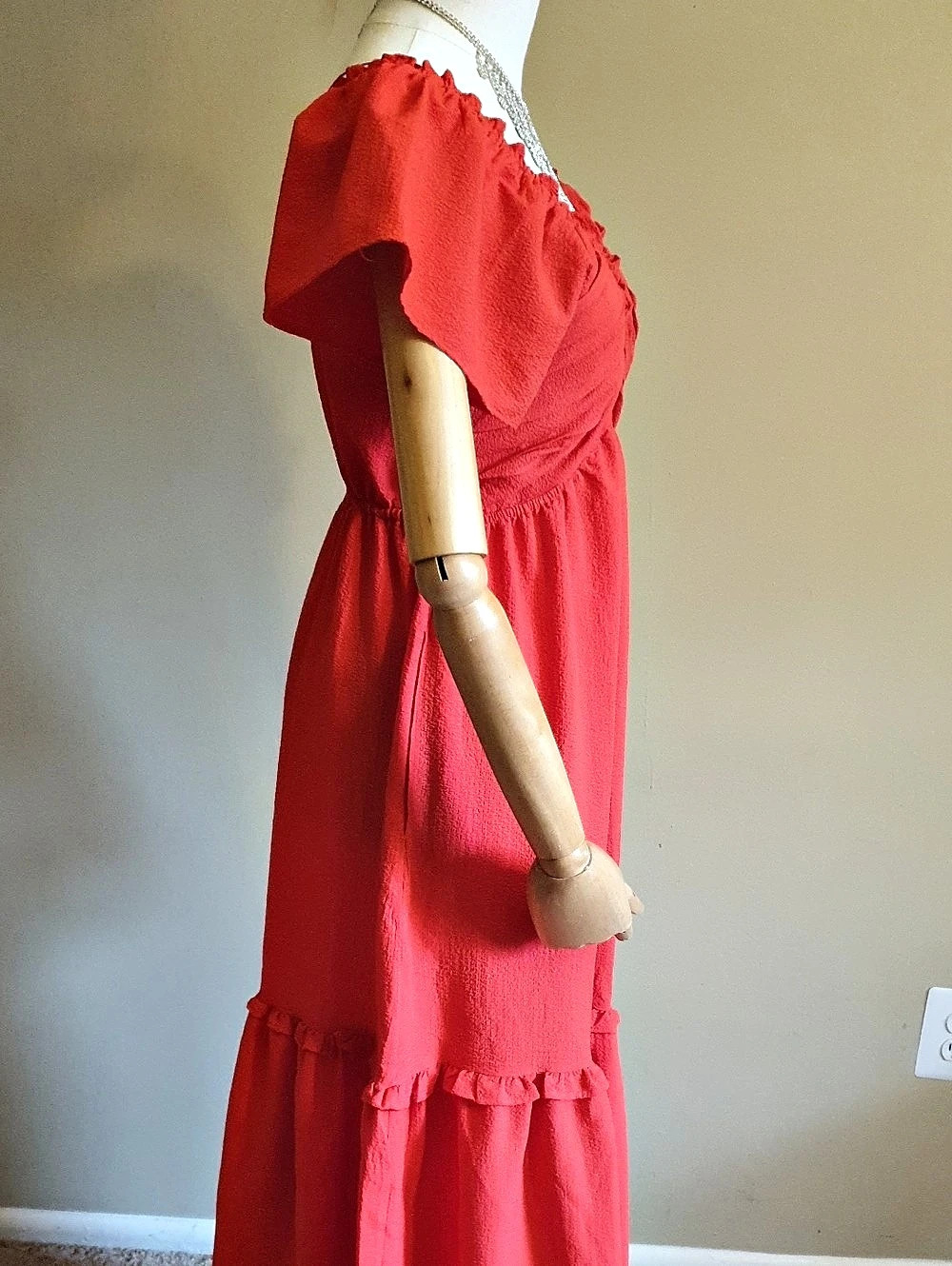 Red Ruffle Maxi Dress NWT - Picture 5 of 8